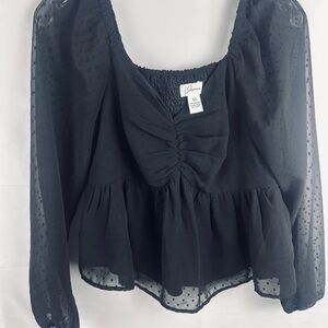 Japna Black Textured Blouse